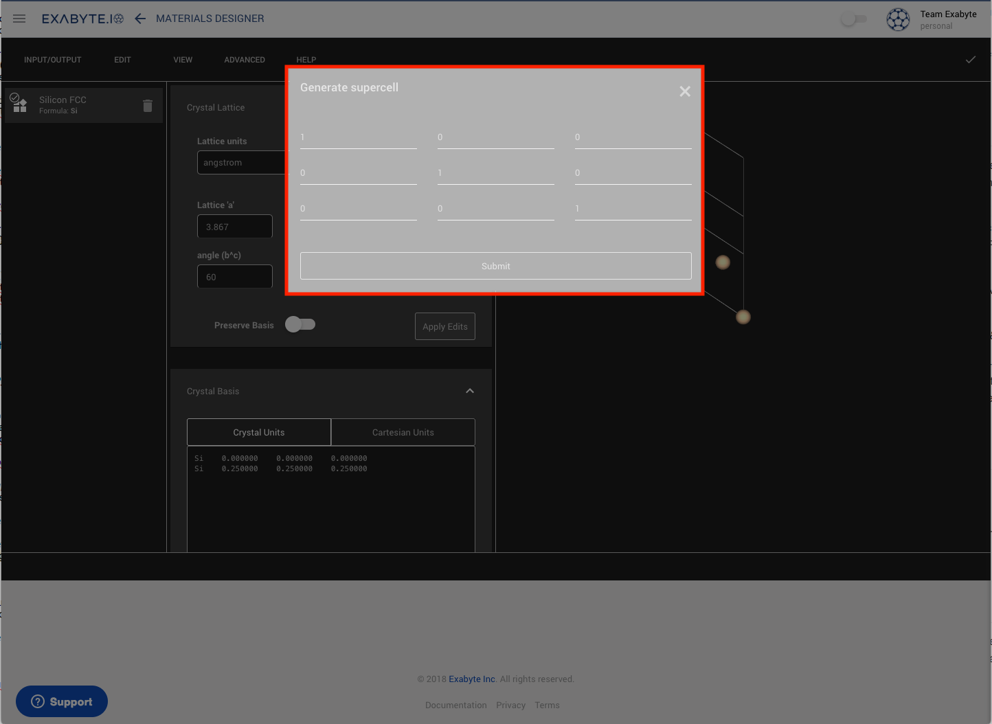 Supercell Transformation Matrix Supercell Transformation Matrix