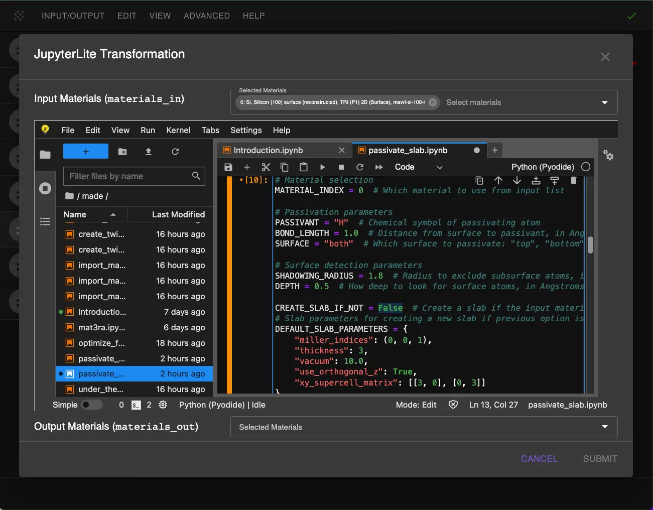 Passivation Parameters